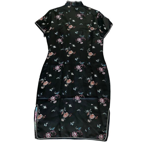 Handmade Black Japanese Traditional Cheongsam Kimono Dress- 40-Approx. 4-6 - Picture 2 of 11